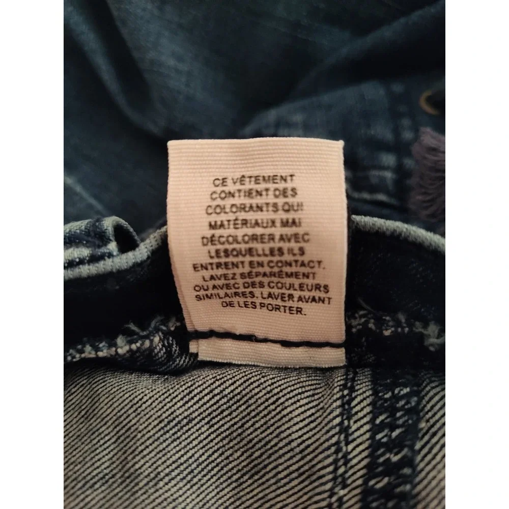 We The Free People Lace Up Dark Denim Jeans Bootcut Raw Hem Rough Size 25 - Picture 9 of 9